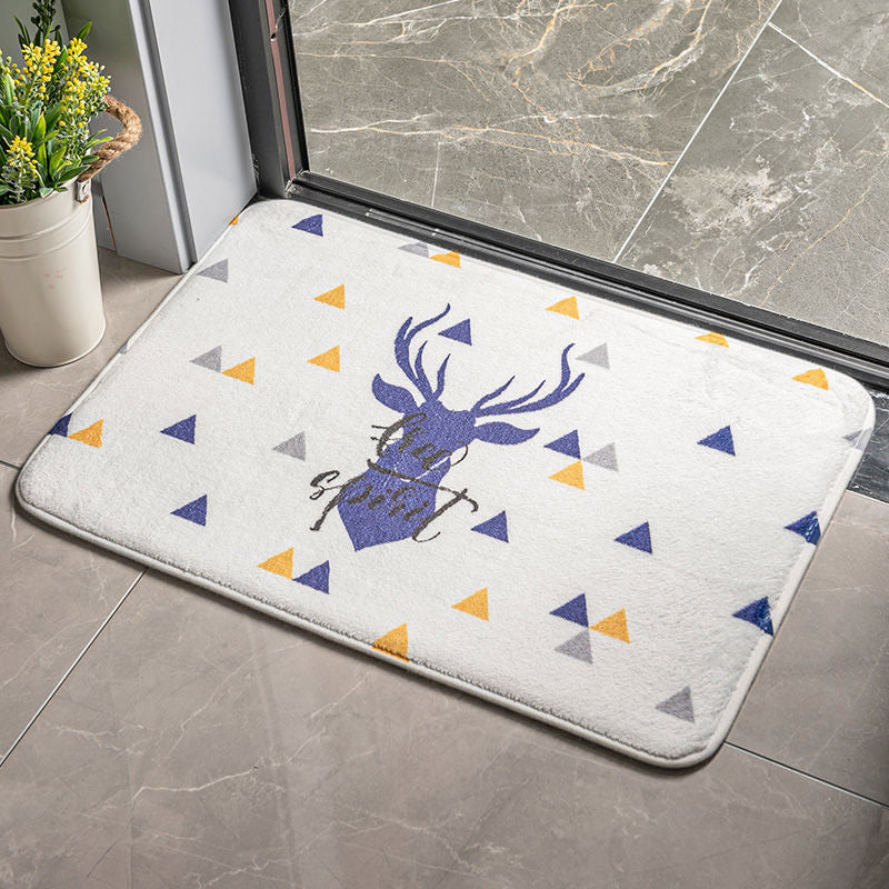 Cartoon Plants & Flowers Flannel Door Mat – Soft, Non-Slip & Absorbent Mat for Bedroom & Bathroom