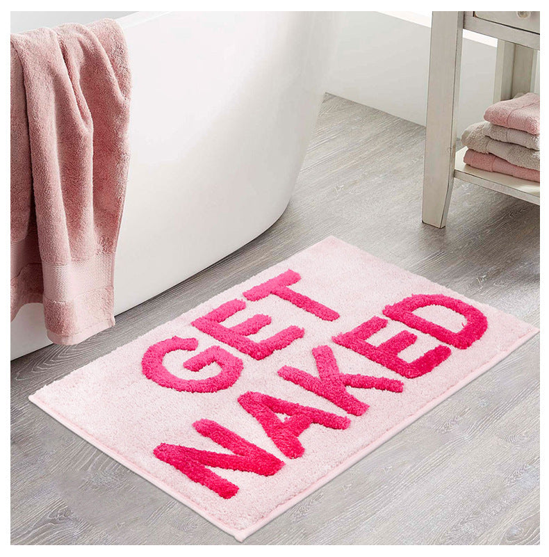 Get Naked Bath Mat Black White, Pink and Grey Bathroom Mats 40 x 60 cm,50×80cm Non Slip Bath Mats for Bathroom, Colourful Letters Soft Microfiber Bathroom mat, Machine Washable Rug