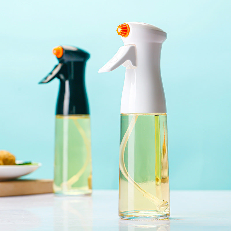 Glass Oil Spray Bottle โ 220ml High-Pressure Kitchen Dispenser for Cooking & BBQ (White / Black)