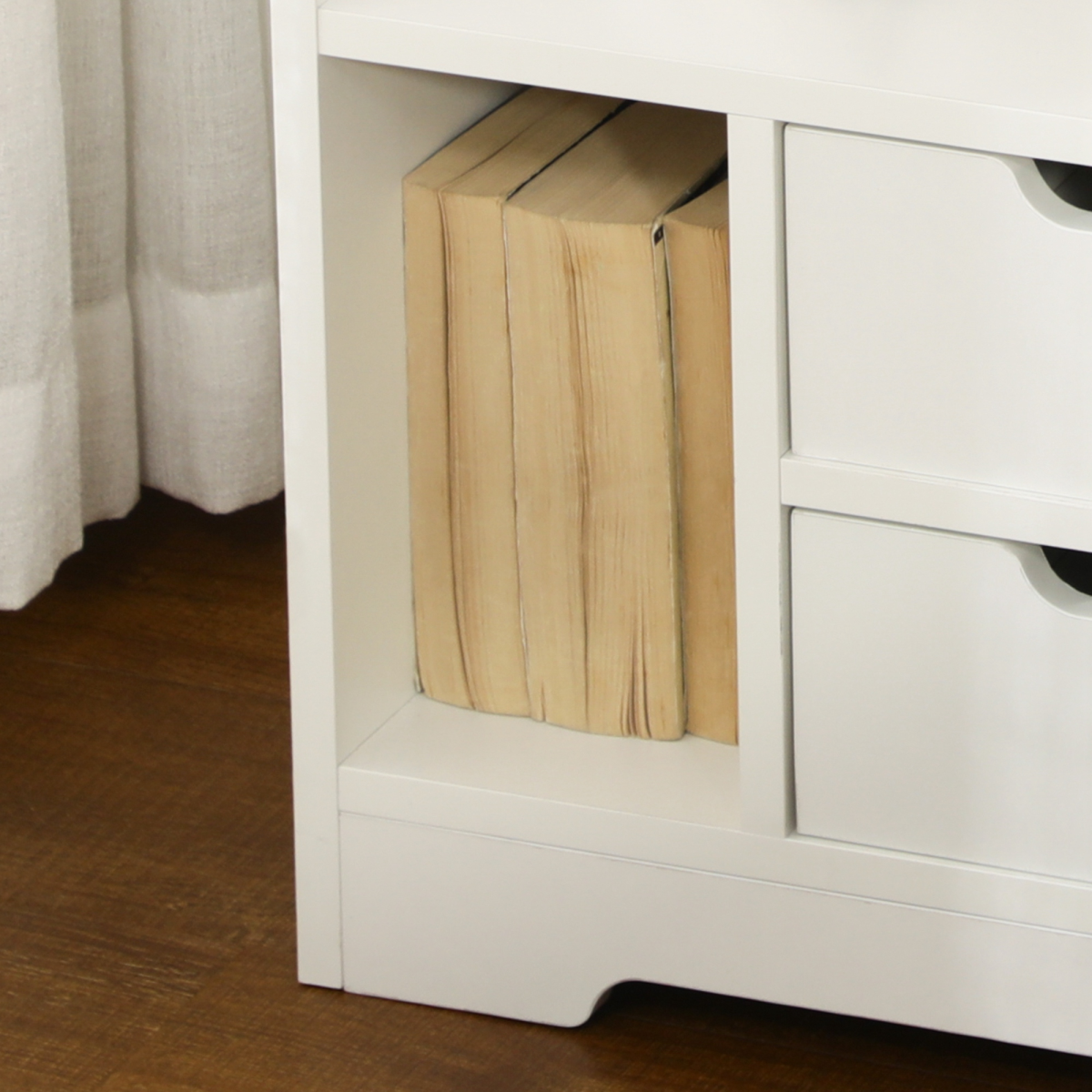 Sleek HOMCOM Modern Bedside Table with Unique Shelves & Dual Drawers for Storage
