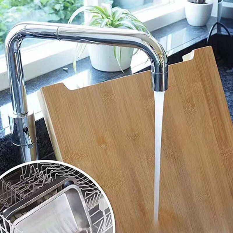 Bamboo Wooden Chopping Board with Sliding Stainless Steel Tray – Kitchen Prep & Slicing Station