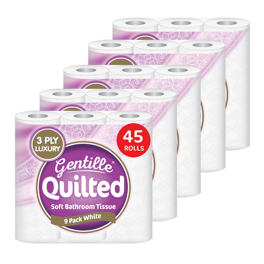 Gentille Quilted 3-Ply Toilet Rolls – 45/90 Rolls (Regular & Aloe Vera)