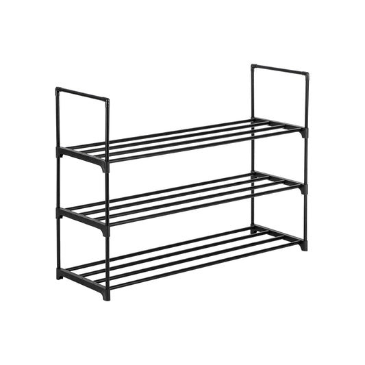 3-Tier Shoe Rack Organizer – Stackable Shoe Storage Shelf for Bedroom, Entryway & Closet (Black)