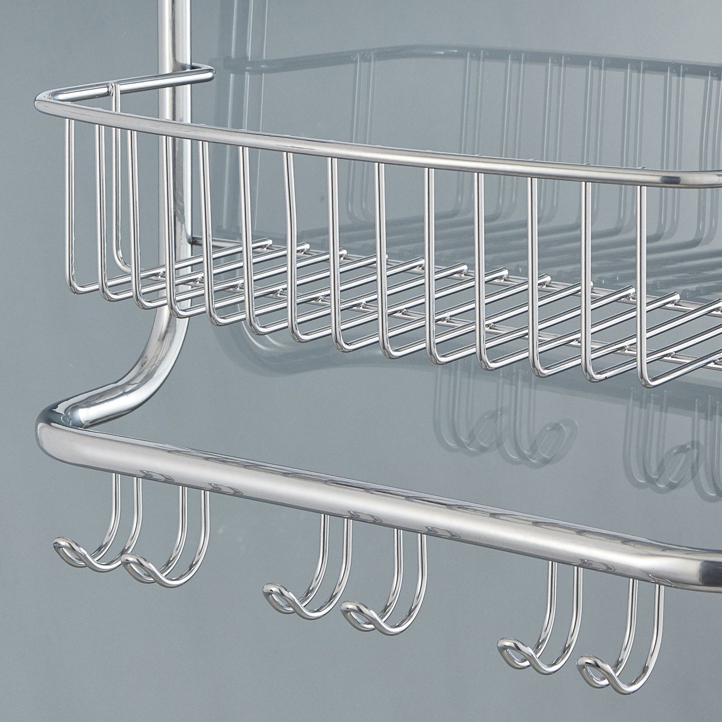 Over Door 2-Tier Shower Caddy with Hooks – Rust-Proof Nano Coating Bathroom Organizer
