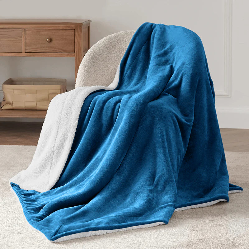 Double-Layer Thick Lamb Fleece Blanket – Ultra-Soft Warm Solid Color Throw for Bed & Sofa
