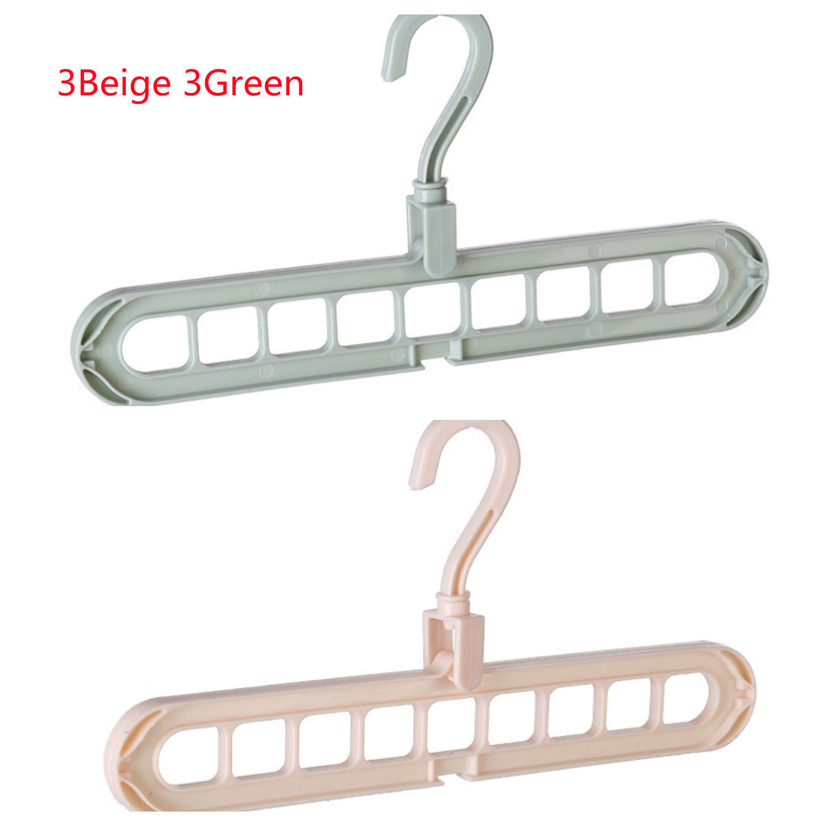 6PCS Rotating Clothes Hanger Set – Heavy-Duty Plastic Storage Hooks (3 Beige + 3 Green)