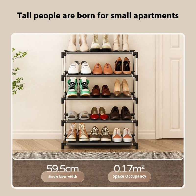 Multi-Layer Shoe Rack – Simple Metal Assembly Storage Shelf with Non-Woven Fabric Compartments (2–7 Tiers)