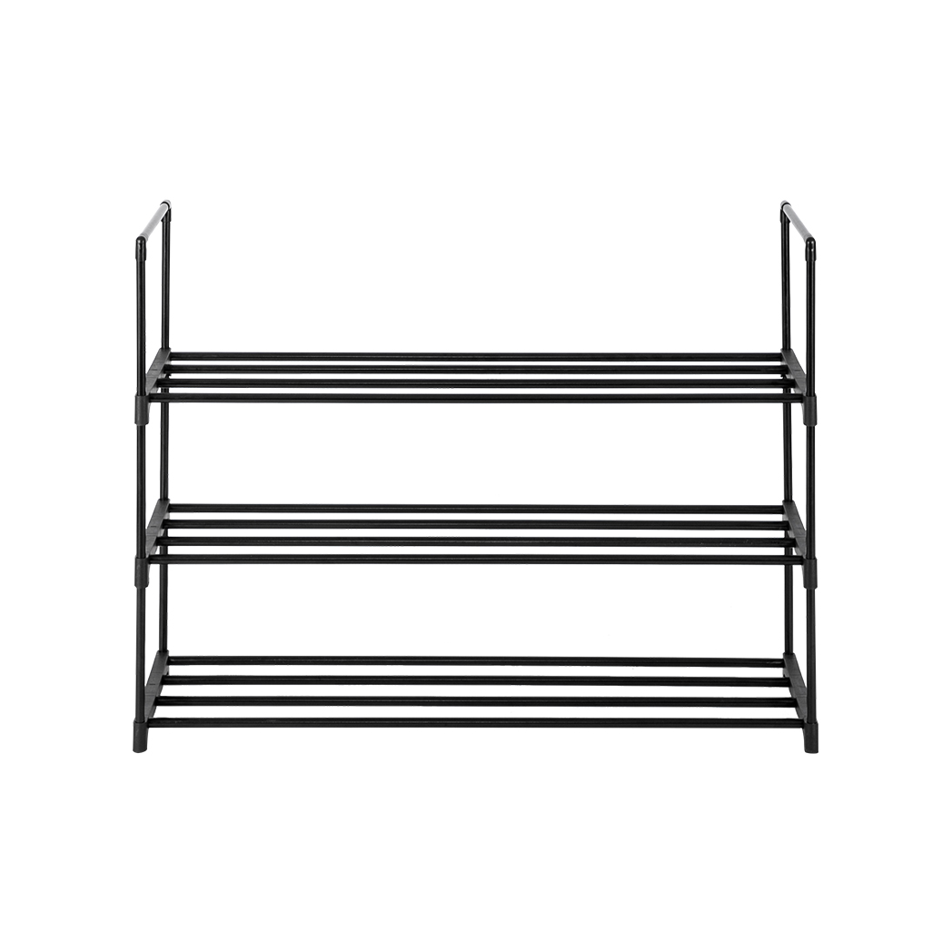3-Tier Shoe Rack Organizer – Stackable Shoe Storage Shelf for Bedroom, Entryway & Closet (Black)