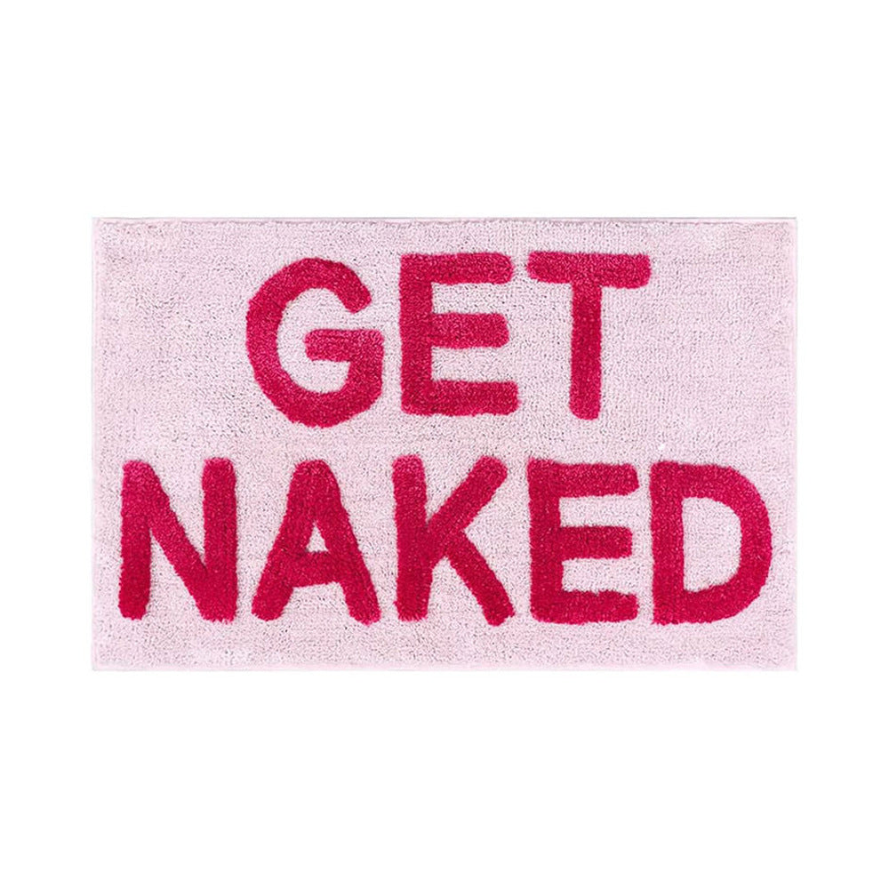 Get Naked Bath Mat Black White, Pink and Grey Bathroom Mats 40 x 60 cm,50×80cm Non Slip Bath Mats for Bathroom, Colourful Letters Soft Microfiber Bathroom mat, Machine Washable Rug