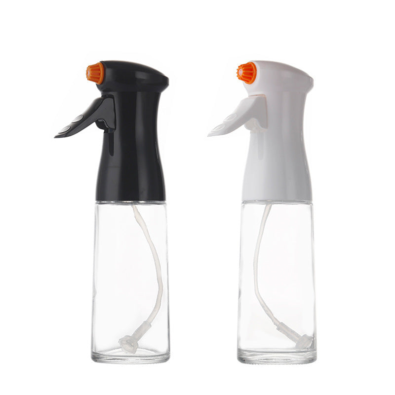 Glass Oil Spray Bottle โ 220ml High-Pressure Kitchen Dispenser for Cooking & BBQ (White / Black)