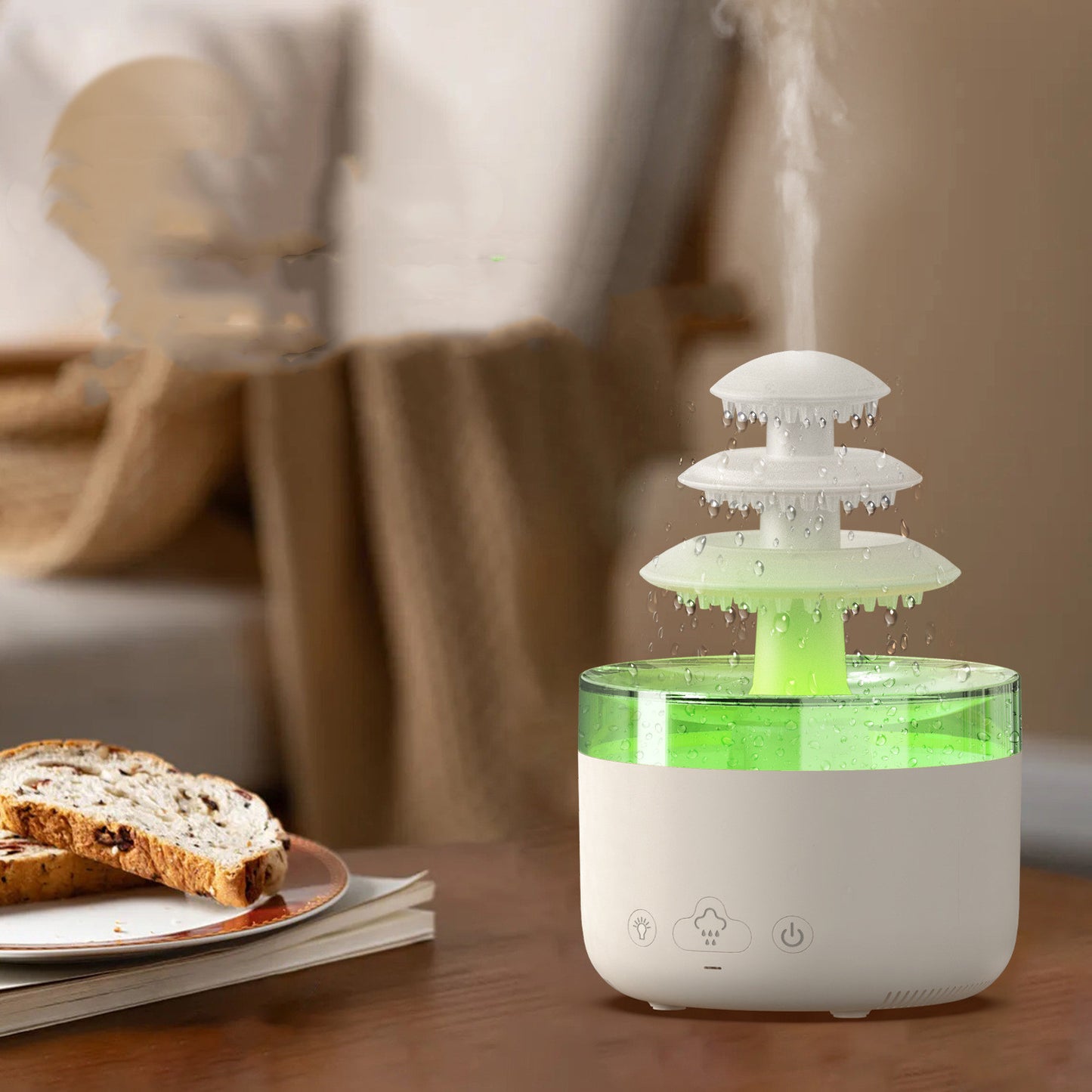 New Cloud Rain Air Humidifier & Essential Oil Diffuser – 500mL USB Quiet Mist Maker with 7-Color Lights & Auto Shut-Off