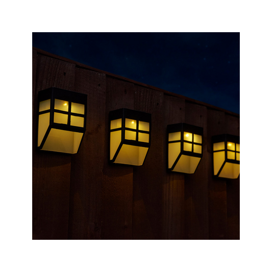 Solar Fence Lights (4 Pack) – Warm White Outdoor LED Wall & Step Lighting