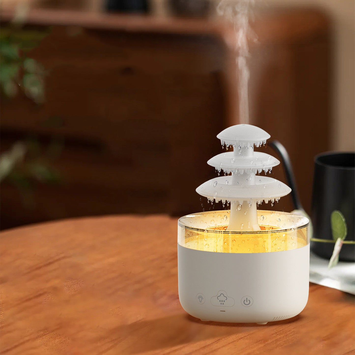 New Cloud Rain Air Humidifier & Essential Oil Diffuser – 500mL USB Quiet Mist Maker with 7-Color Lights & Auto Shut-Off