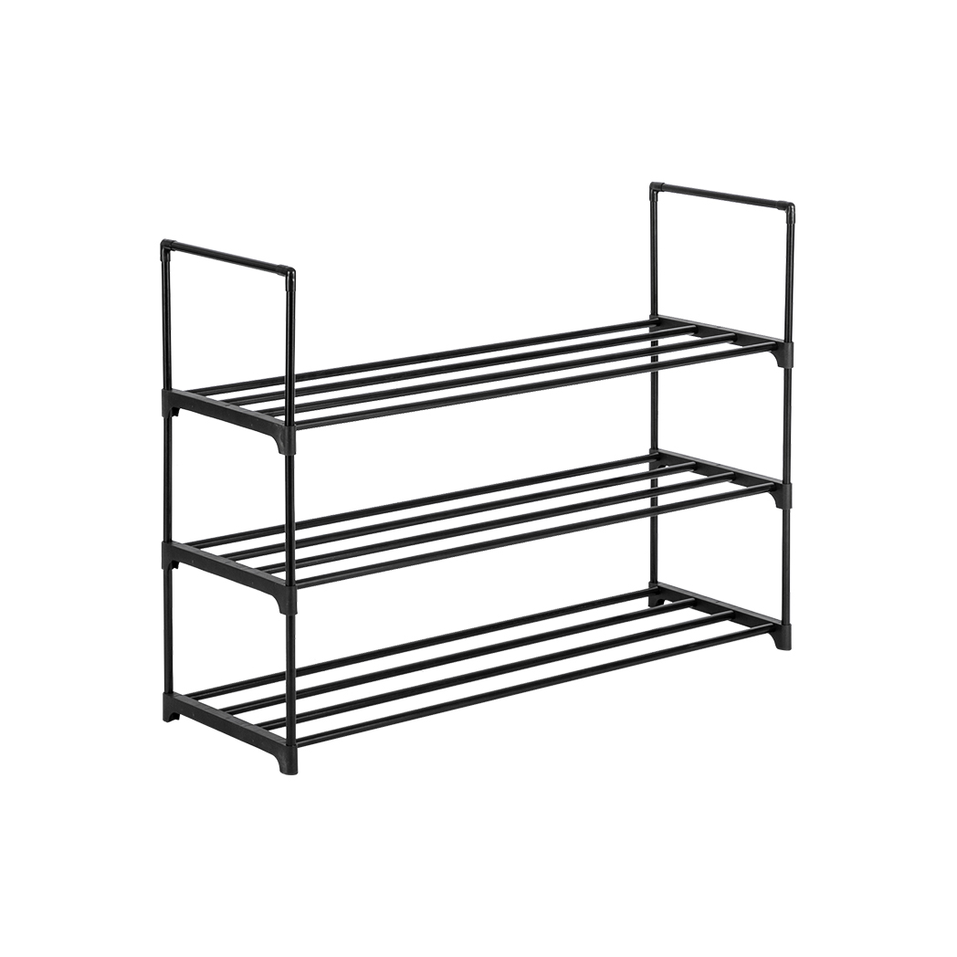 3-Tier Shoe Rack Organizer – Stackable Shoe Storage Shelf for Bedroom, Entryway & Closet (Black)
