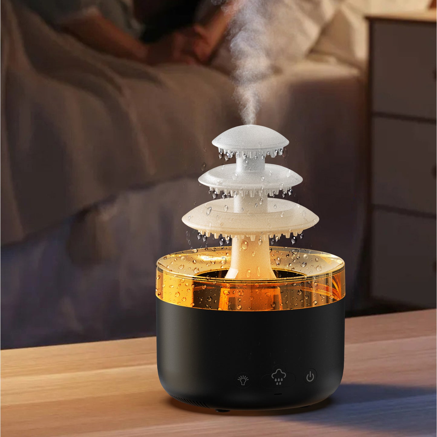 New Cloud Rain Air Humidifier & Essential Oil Diffuser – 500mL USB Quiet Mist Maker with 7-Color Lights & Auto Shut-Off