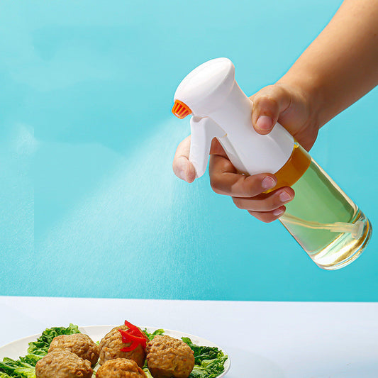 Glass Oil Spray Bottle – 220ml High-Pressure Kitchen Dispenser for Cooking & BBQ (White / Black)