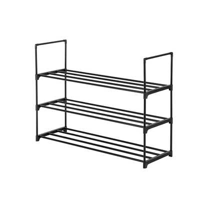 3-Tier Shoe Rack Organizer – Stackable Shoe Storage Shelf for Bedroom, Entryway & Closet (Black)