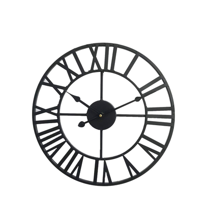 40CM Roman Metal Wall Clock – Vintage Skeleton Design, Black