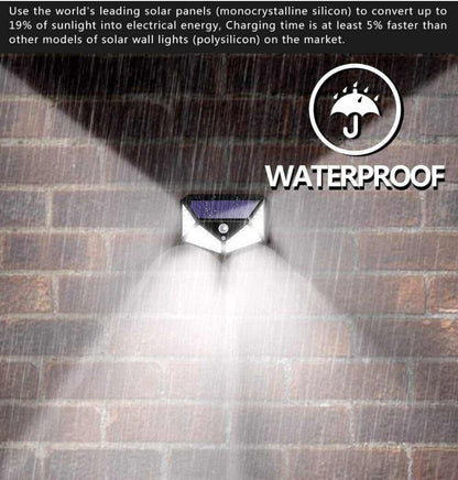 Solar Body Sensor Wall Lamp – 100LED PIR Motion Detection Outdoor Courtyard Light, IP65 Waterproof