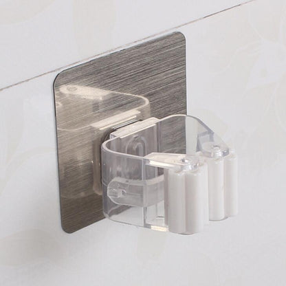 Magic Sticker Mop Rack – Strong Adhesive Wall-Mounted Mop & Broom Holder, Traceless Bathroom & Kitchen Organizer 4pcs