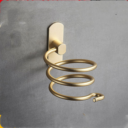 Wall-Mounted Space Aluminum Hair Dryer Rack – Adhesive & Screw Mount Bathroom Storage Holder (Silver/Black/Gold)