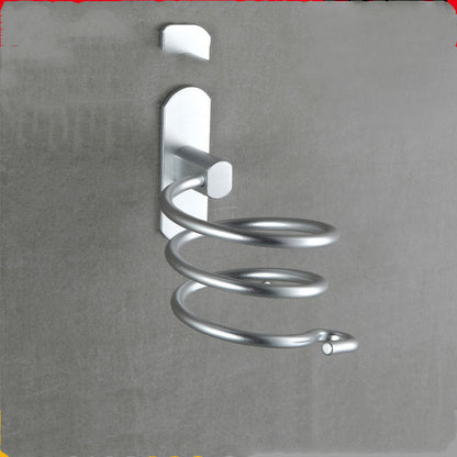 Wall-Mounted Space Aluminum Hair Dryer Rack – Adhesive & Screw Mount Bathroom Storage Holder (Silver/Black/Gold)