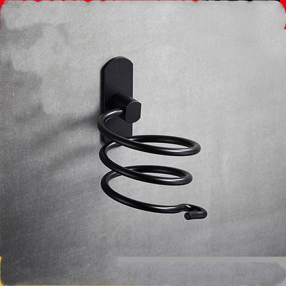 Wall-Mounted Space Aluminum Hair Dryer Rack – Adhesive & Screw Mount Bathroom Storage Holder (Silver/Black/Gold)