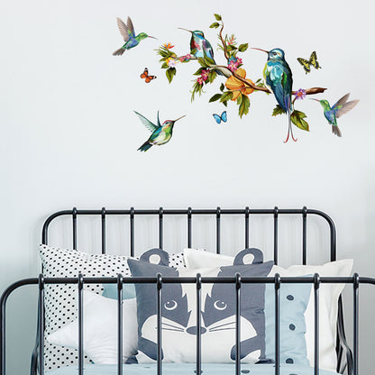 Color Butterfly Branch Bird Wall Sticker – 25×70 cm – Waterproof & Removable PVC Wall Art