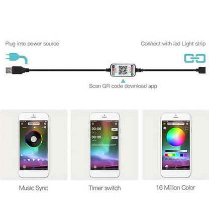 RGB Bluetooth USB Light Strip for TV – App Controlled, 1-5m USB LED Strip for Backlighting