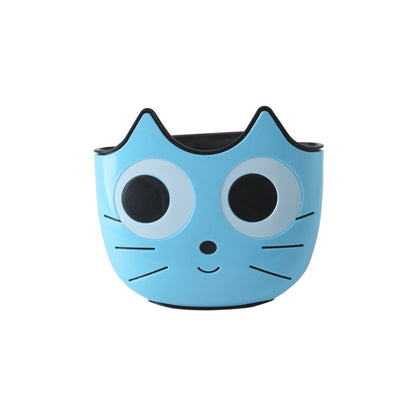 Hanging Sink Drain Shelf Basket – Cute Cat-Face Design, 1-Layer TPR/PP Hanging Bag (Pink / Blue / Green)