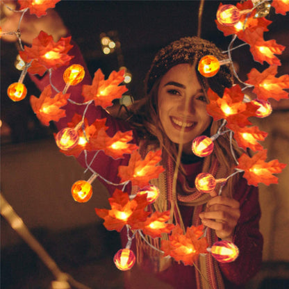 Maple Pumpkin LED String Lights – Battery Powered Fairy Lights for Garden, Halloween, Party & Room Décor (3m/6m)