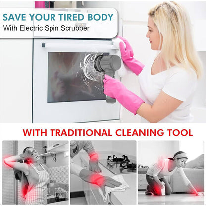 Rechargeable Cordless Electric Spin Scrubber – 7 Brush Heads Turbo Cleaning Brush for Bathroom, Kitchen & More