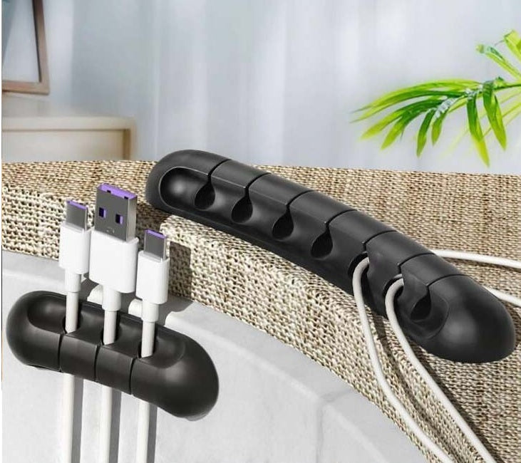 Self-Adhesive Silicone Cable Organizer – 3, 5 & 7 Slot Desktop Cord Management Clips for Home & Office