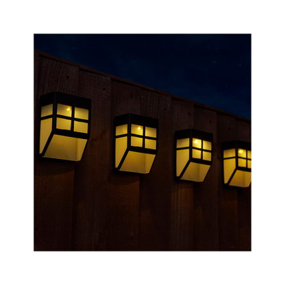 Solar Fence Lights (4 Pack) – Warm White Outdoor LED Wall & Step Lighting