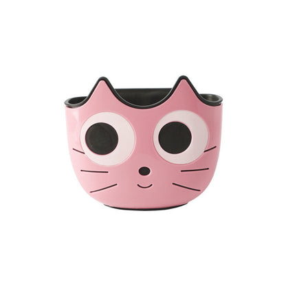 Hanging Sink Drain Shelf Basket – Cute Cat-Face Design, 1-Layer TPR/PP Hanging Bag (Pink / Blue / Green)