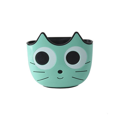Hanging Sink Drain Shelf Basket – Cute Cat-Face Design, 1-Layer TPR/PP Hanging Bag (Pink / Blue / Green)