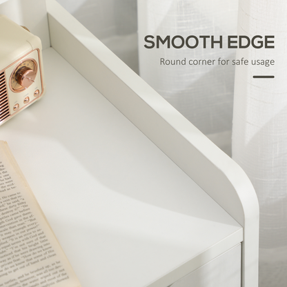 Sleek HOMCOM Modern Bedside Table with Unique Shelves & Dual Drawers for Storage