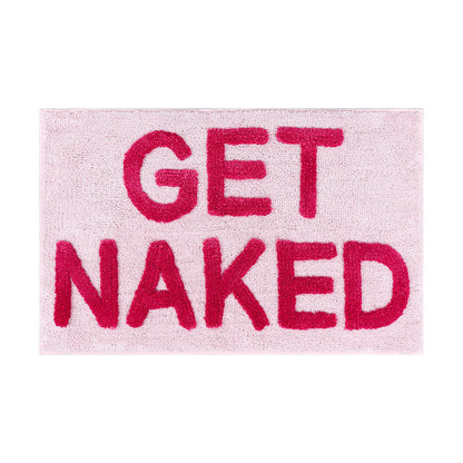 Get Naked Bath Mat Black White, Pink and Grey Bathroom Mats 40 x 60 cm,50×80cm Non Slip Bath Mats for Bathroom, Colourful Letters Soft Microfiber Bathroom mat, Machine Washable Rug