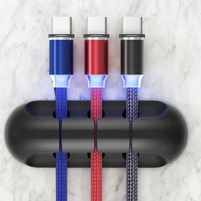 Self-Adhesive Silicone Cable Organizer – 3, 5 & 7 Slot Desktop Cord Management Clips for Home & Office