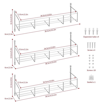 Vinsani 6-Tier Herb & Spice Rack – Wall Mounted or Countertop Kitchen Organizer (Silver)