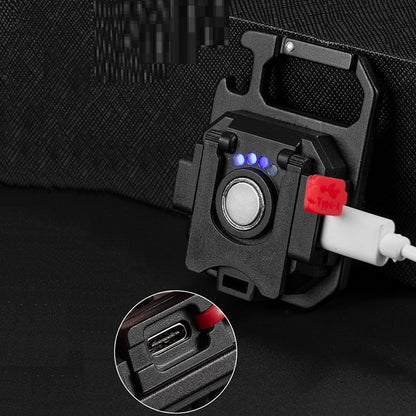 30W Outdoor Mini Keychain Light – 9-in-1 Aluminum Tool: Flashlight, Bottle Opener, Wrench & More (Yellow / White / Light Blue)