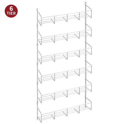 Vinsani 6-Tier Herb & Spice Rack – Wall Mounted or Countertop Kitchen Organizer (Silver)