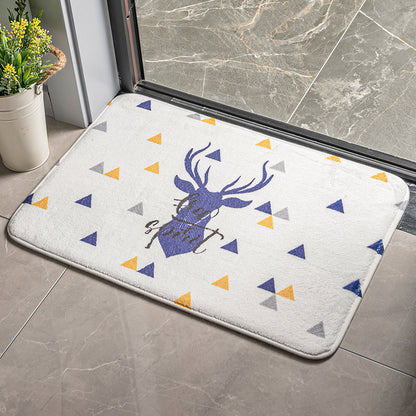 Cartoon Plants & Flowers Flannel Door Mat – Soft, Non-Slip & Absorbent Mat for Bedroom & Bathroom