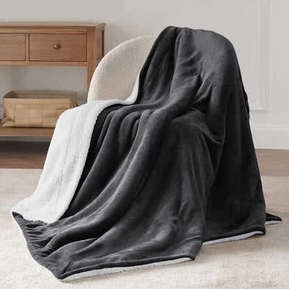 Double-Layer Thick Lamb Fleece Blanket – Ultra-Soft Warm Solid Color Throw for Bed & Sofa