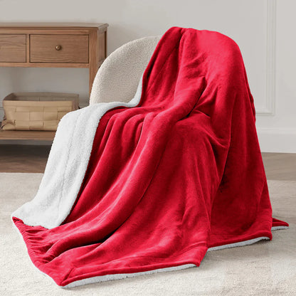 Double-Layer Thick Lamb Fleece Blanket – Ultra-Soft Warm Solid Color Throw for Bed & Sofa
