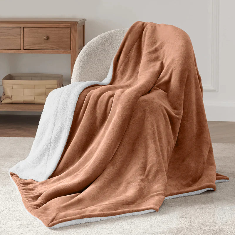 Double-Layer Thick Lamb Fleece Blanket – Ultra-Soft Warm Solid Color Throw for Bed & Sofa
