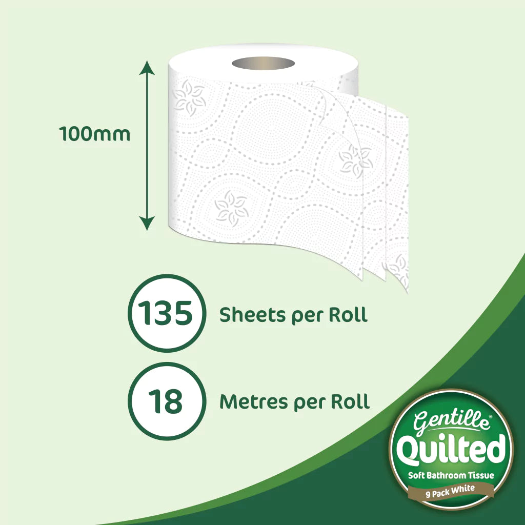 Gentille Quilted 3-Ply Toilet Rolls – 45/90 Rolls (Regular & Aloe Vera)