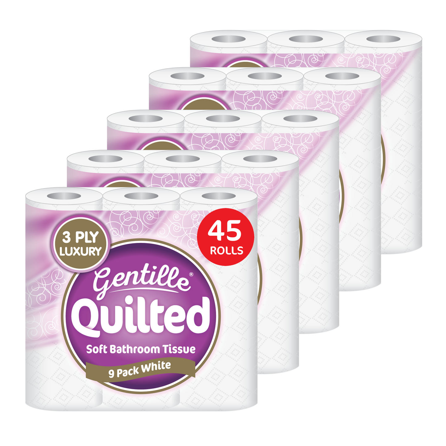 Gentille Quilted 3-Ply Toilet Rolls – 45/90 Rolls (Regular & Aloe Vera)