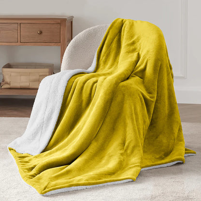 Double-Layer Thick Lamb Fleece Blanket – Ultra-Soft Warm Solid Color Throw for Bed & Sofa