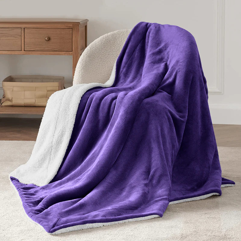 Double-Layer Thick Lamb Fleece Blanket – Ultra-Soft Warm Solid Color Throw for Bed & Sofa